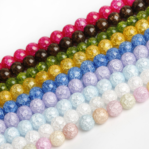 Crystal glass colorful explosion beads round beads loose beads beading diy accessories material bracelet necklace bracelet accessories