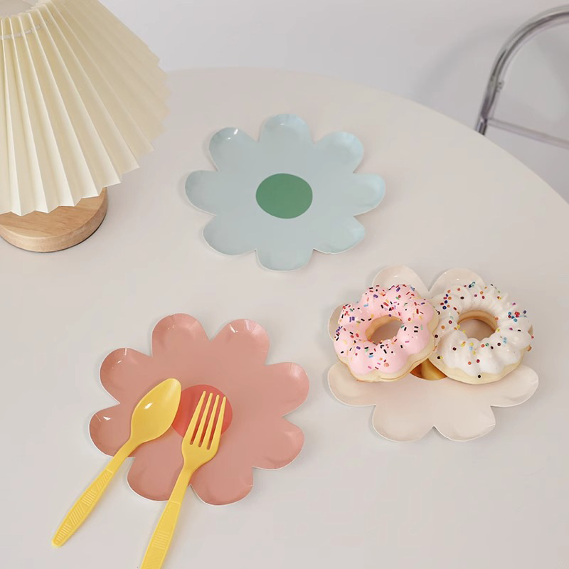 ins Style Daisy Disposable Dinner Plate Kidsren's Holiday Party Decorations Birthday Party Cake Paper Plate Decoration