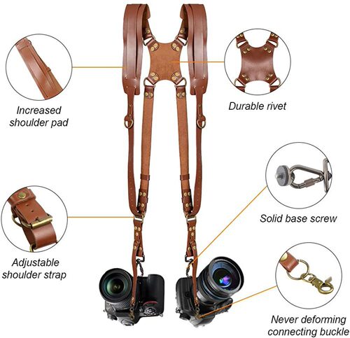 New first-layer cowhide camera shoulder strap outdoor fast-shooting photography equipment SLR camera strap photography double shoulder strap
