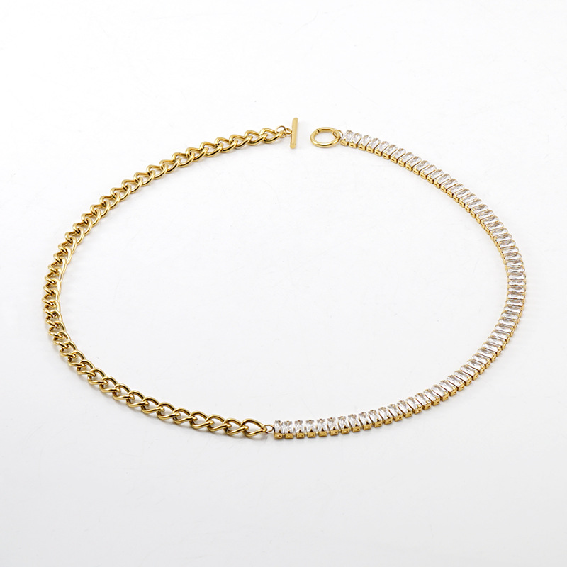 Bracelets, Necklace Classification Fashion Geometric 304 Stainless Steel 18K Gold Plated Rhinestones Stainless Steel Bracelets In Bulk
