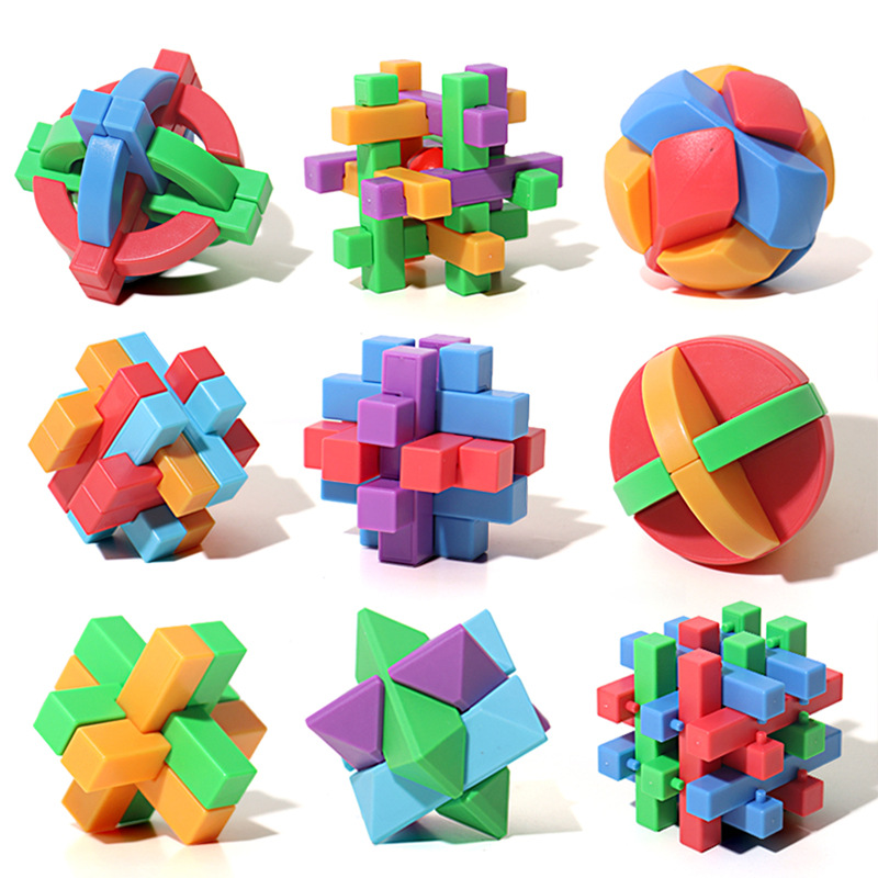 Colorido Luban bola agujero Minglock niños de alta dificultad estudiantes de primaria puzzle adultos ocio juguetes estructurales tradicionales
