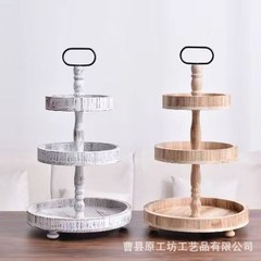 在庫あり家庭用木製トレイ二層収納ラックアフタヌーンティースナック木製トレイデザートケーキプレートディスプレイラック