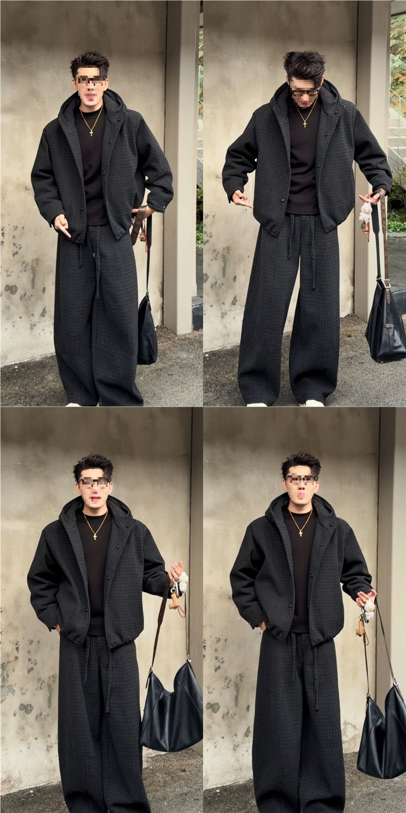 Heren retro casual set losvallende jas en broek herfst winter_voghion.com