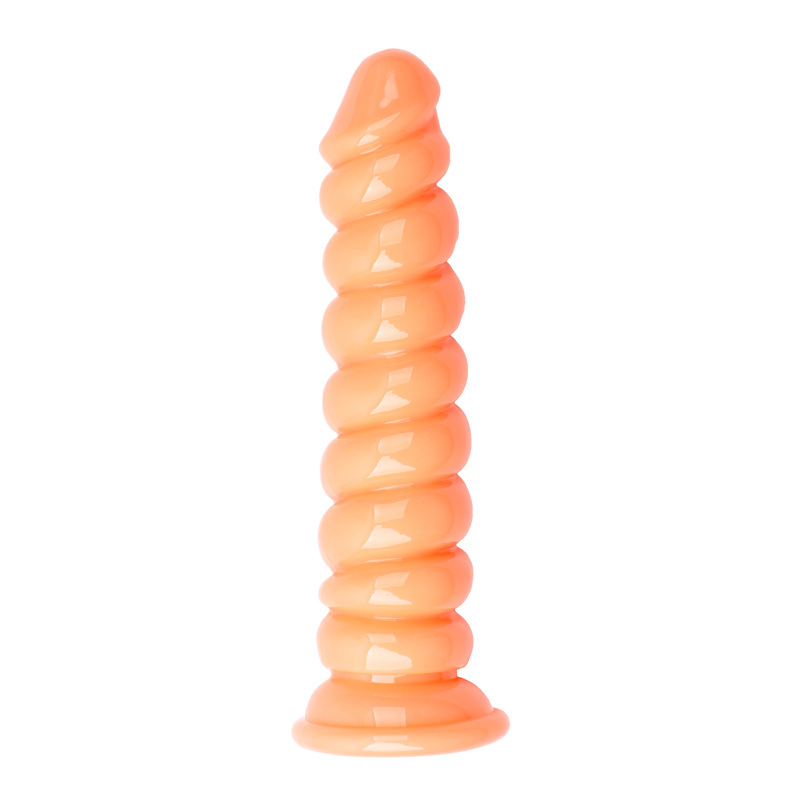 Threaded Spiral Dildo 19 cm TPE Stallion-Style Anal Toy, Flesh Tone — detail image 5