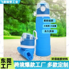 过滤水壶食品级硅胶折叠杯 户外运动水壶大容量水瓶野外露营杯子