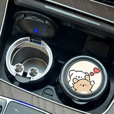 Car ashtray Stainless Steel Inner Liner, Cat-Shaped - line-dog-face-pinch-one-pack