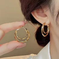 Серебряная игла скручивает полые геометрические ушные урны модные модные модные серьги уникальные европейские и американские нишевые дизайнерские серьги