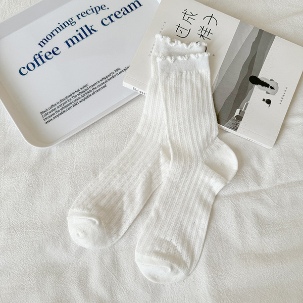 Miu Ballet Style Socks Women's Spring and Summer Thin Lace Mesh Breathable Stockings Cotton Fungus Lace Piled Stockings