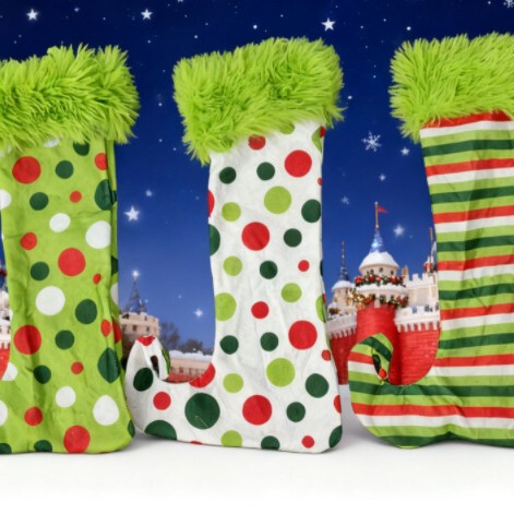 Cross-Border Grinch-Themed Christmas Socks with Plush Cuffs and Gift Bags