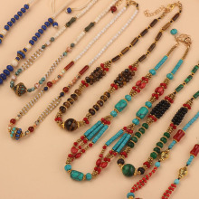 泰娜欧美波西米亚项链叠戴高级感天然石串珠项链跨境藏式品批发女