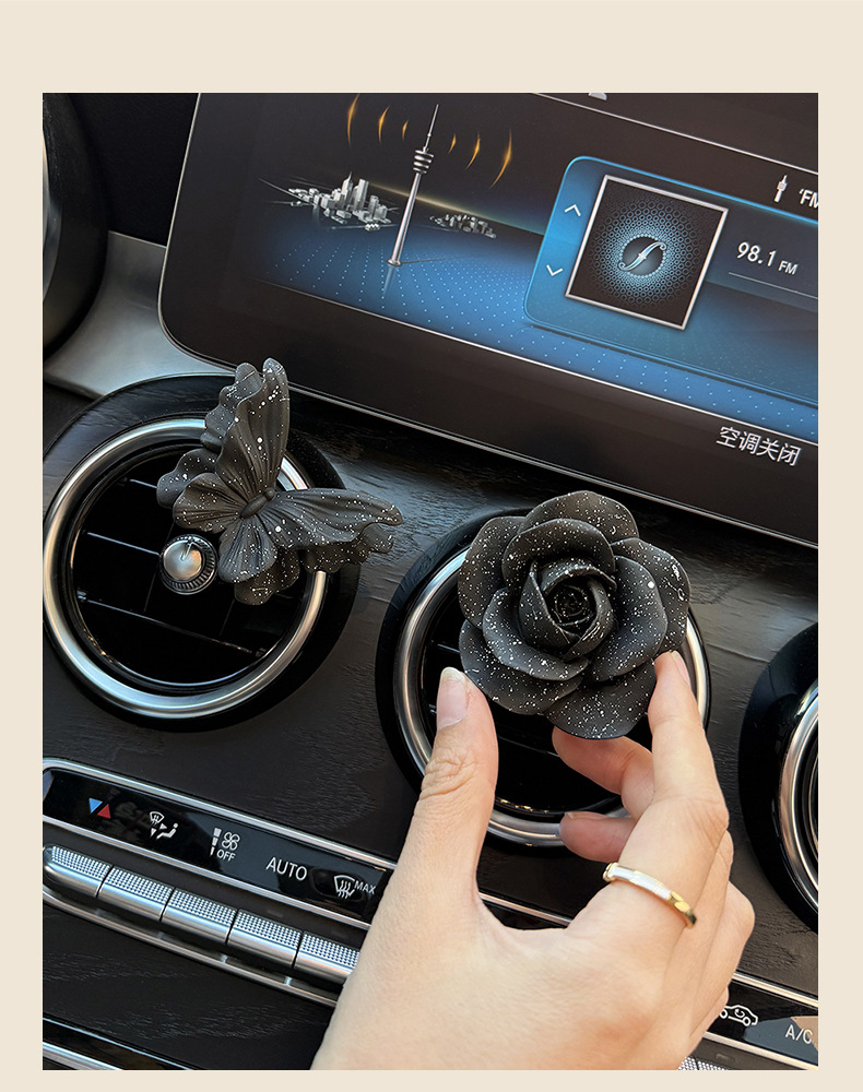 Starry Sky Rose Flower Butterfly Car Air Freshener Vent Decoration Car Fragrance Perfume Diffuser Stone Vent Clip