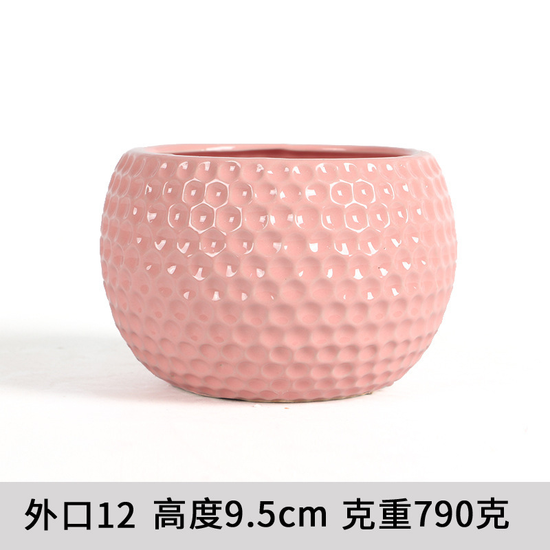 陶瓷花盆轻奢简约个性大口花盆室内办公室桌面桌台透气仙人球花盆|undefined
