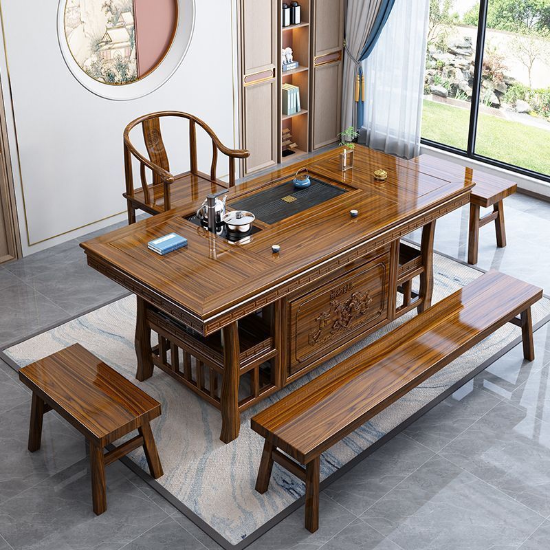 Mesa de té de madera sólida nueva mesa de té de oficina de estilo chino dos usos dos en uno mesa de té de oficina doméstica