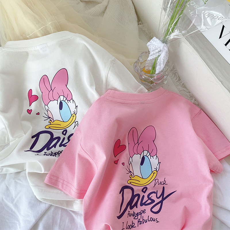 Children's T-shirt Fashionable 2024 New Summer Short-sleeved Girls Loose Medium and Large Kidsren's Clothing Printed Clothing Donald Duck ins Children's T-shirt Fashionable 2024 New Summer Short-sleeved Girls Loose Medium and Large Kidsren's Clothing Printed Clothing Donald Duck ins
