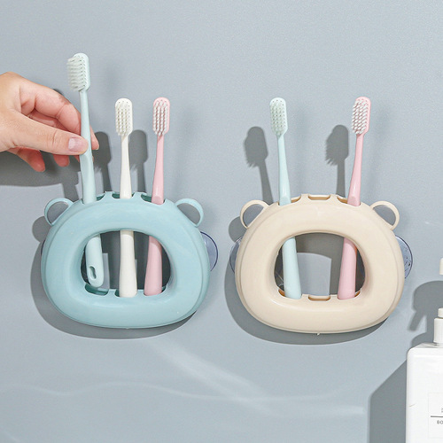 Wall-mounted toothbrush holder bathroom wall-mounted storage rack creative couple suction cup toothbrush barrel toothbrush holder wholesale