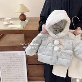 女童棉服秋冬新款儿童洋气夹棉加厚棉袄宝宝可爱加绒保暖外套