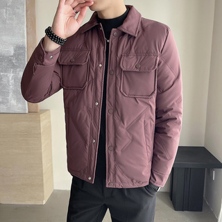 批发秋冬爆款羽绒服男翻领时尚保暖棒球领无帽男款宽松大码百搭