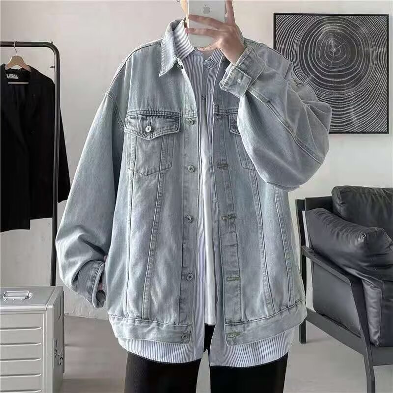 Cardigan Button Denim Jacket For Men, Loose And Versatile, Youth Jacket, Light Luxury And High-end Top_voghion.com
