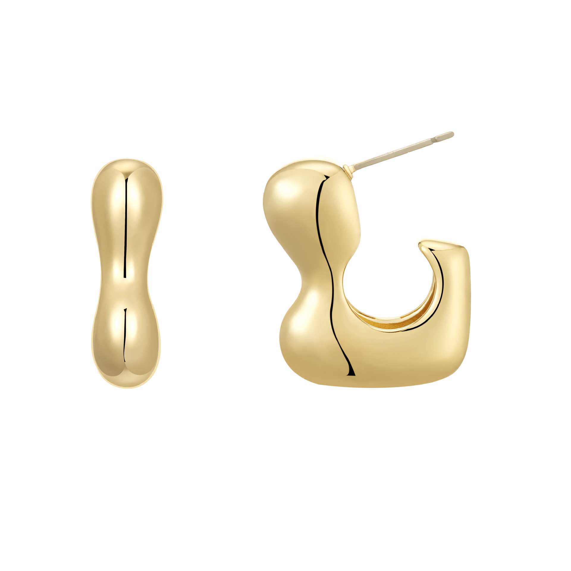 1 Pair Ig Style Simple Style Solid Color Plating Copper Ear Studs display picture 2