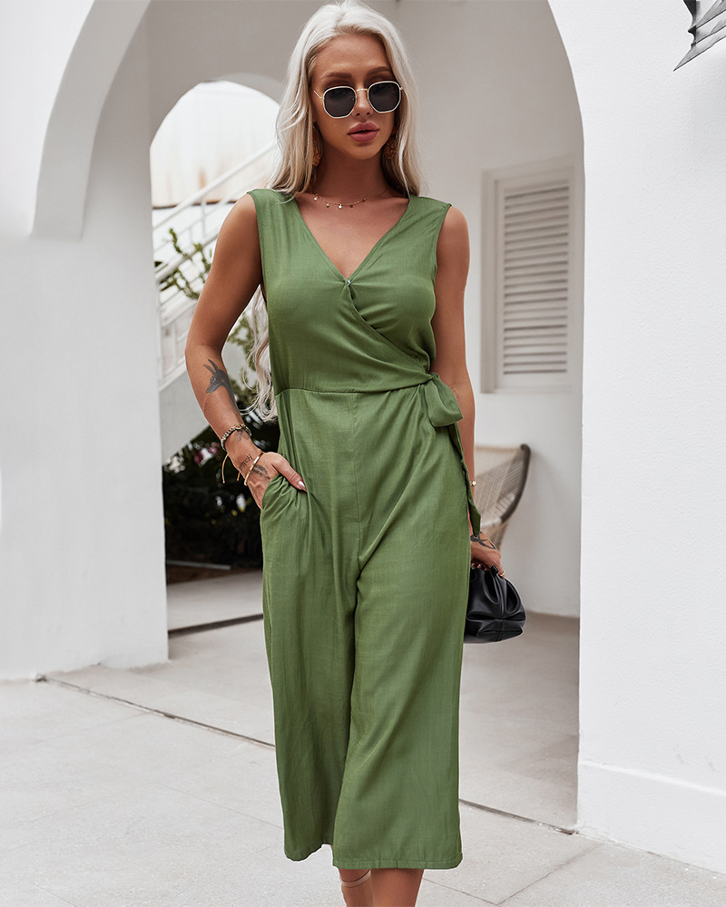 summer new pure color casual jumpsuit NSDY22754