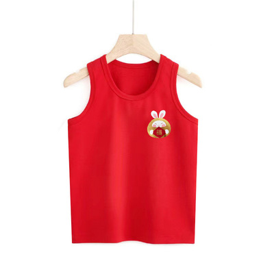 Zodiac Rabbit Year of fate children bright red vest baby new year Children Primer Underwear Boy Summer wear