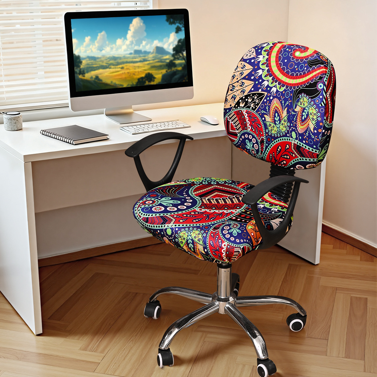 Amazon elástico transfronterizo impermeable anacaju flor impresa cubierta de silla dividida cubierta de silla de oficina universal TEMU