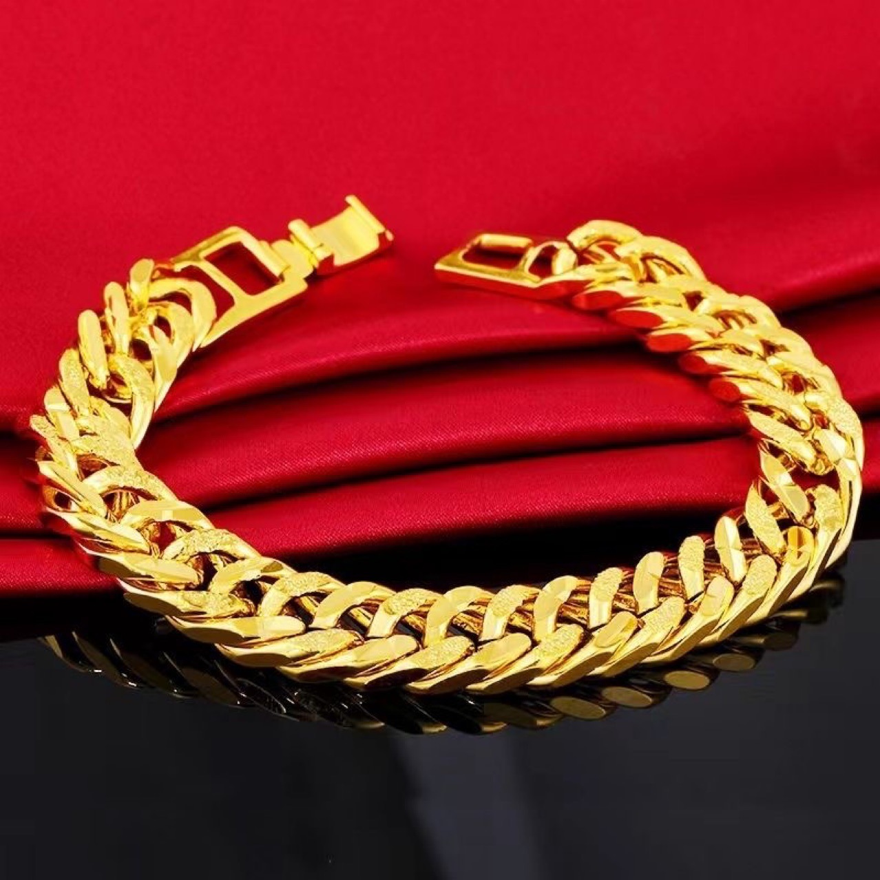 High Imitation Amazon Popular European and American Gold-Plated Classic Men's Bracelet Factory Direct Sales Double Row Bracelet