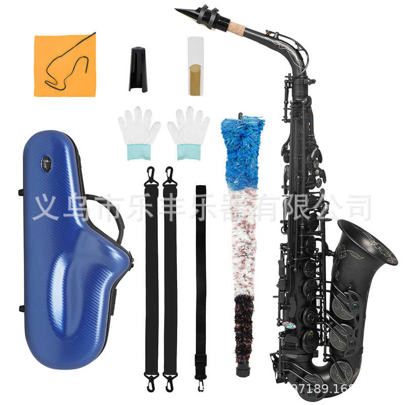 Slade Alto Saxophone in E-Flat, Brass Body, Abalone Shell Keys, Matte Finish, Black Nickel Plated Set Slade Alto Saxophone in E-Flat, Brass Body, Abalone Shell Keys, Matte Finish, Black Nickel Plated Set