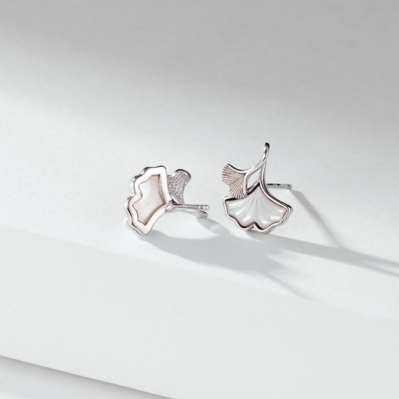 Ginkgo hoja 999 pendientes de plata esterlina para las mujeres verano 2023 nuevo diseño de nicho de alta calidad madre blanca pendientes de concha