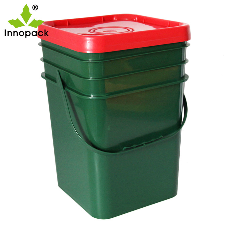 20L颜色自选方形桶 PP 材质塑料桶可做印刷带提手和盖子