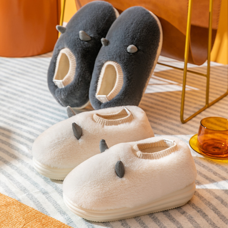 Cat Sense 5CM High Heel Cotton Slippers Women's Winter Heel Indoor Warm Couple's Outdoor Thick-soled Cartoon Cotton Shoes for Men