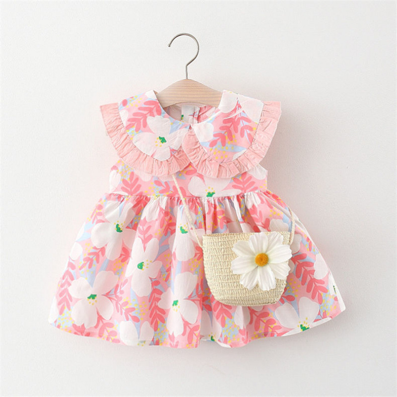 Girls Skirt Summer 2025 New Children's Clothing Baby Summer Dress Fashionable Floral Dress Baby Cotton Princess Dress