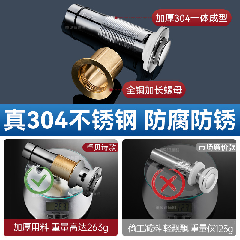 卫生间洗手盆304下水器套装面盆台盆洗手池洗脸盆下水管通用全套|undefined