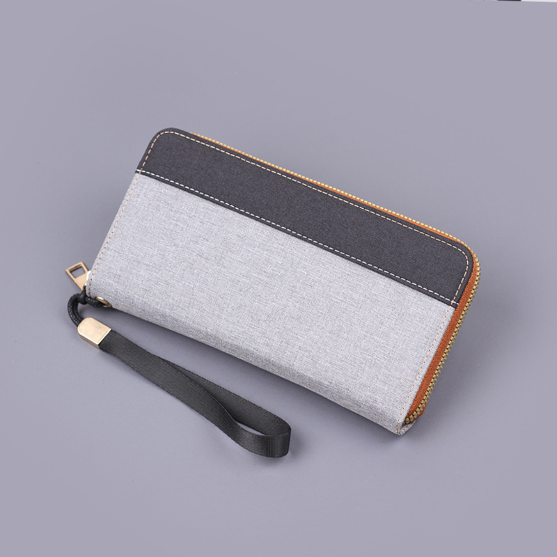 Bolso de mano de hombre, lona, bolso de pulsera de hombre, nuevo bolso de mano, correa de pulsera, bolso de teléfono móvil de hombre, bolso de cremallera larga de hombre