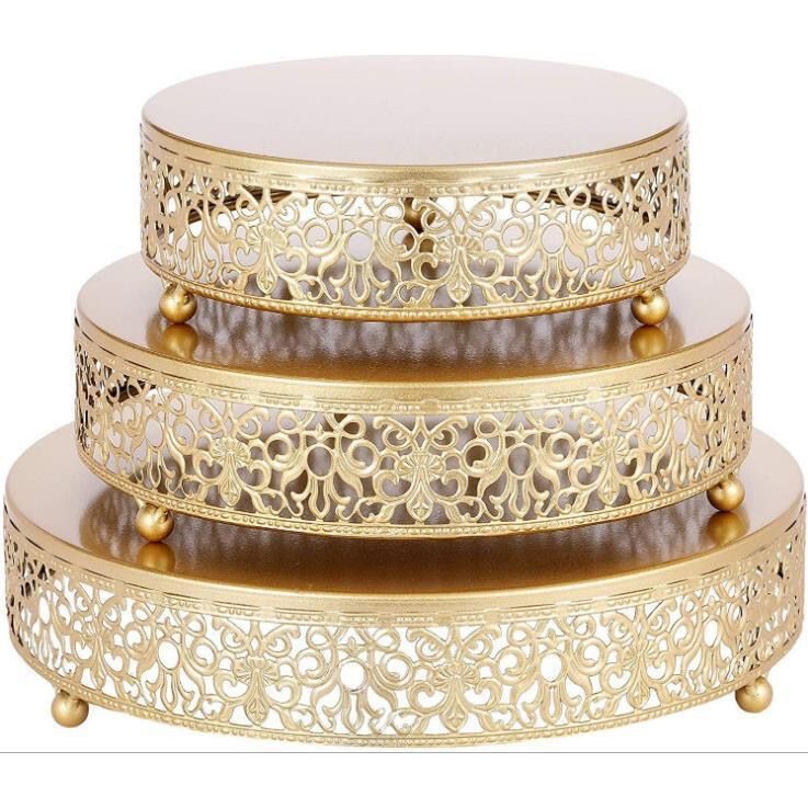 Iron Art European-Style Golden Tall Cake Stand Birthday Party Decoration Dessert Stand Metal Products Fruit Plate Retro