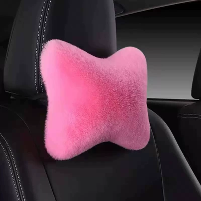Headrest Neck Pillow, Car Lumbar Support Pillow - plush-headrest-pink-one