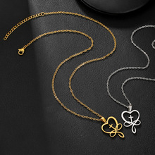 欧美跨境饰品爱心十字架不锈钢项链 小众轻奢18k镀金个性气质项链