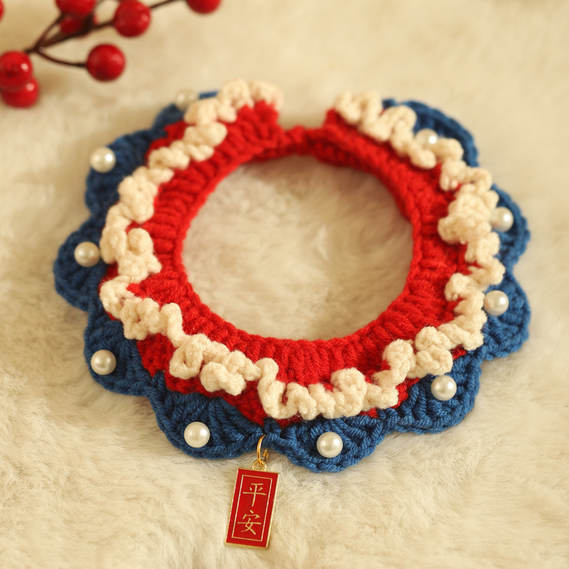Accesorios de collar lindo para mascotas, títeres, oro, gradiente, cuello de gato, collar colgante, accesorios, suministros para bufandas tejidas para gatos