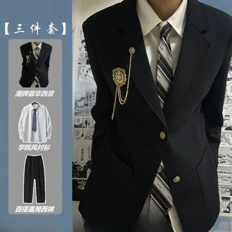 Japanese-Style Badge Suit Dk Uniform Suit Spring and Autumn Jacket Shirt Student Trousers Class Uniform College Men's and Women's Suit Japanese-Style Badge Suit Dk Uniform Suit Spring and Autumn Jacket Shirt Student Trousers Class Uniform College Men's and Women's Suit