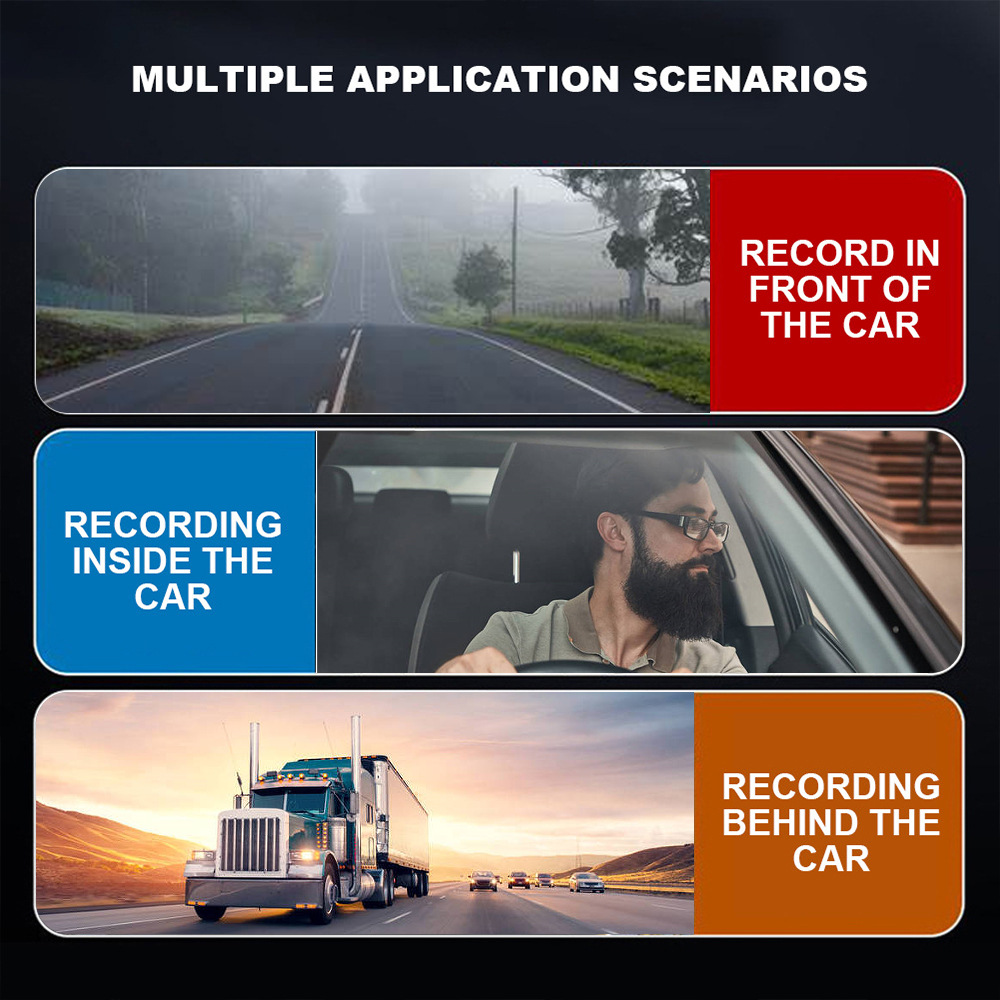 Multi-function three-recording driving recorder super wide-angle infrared night vision support WiFi reversing image parking monitoring