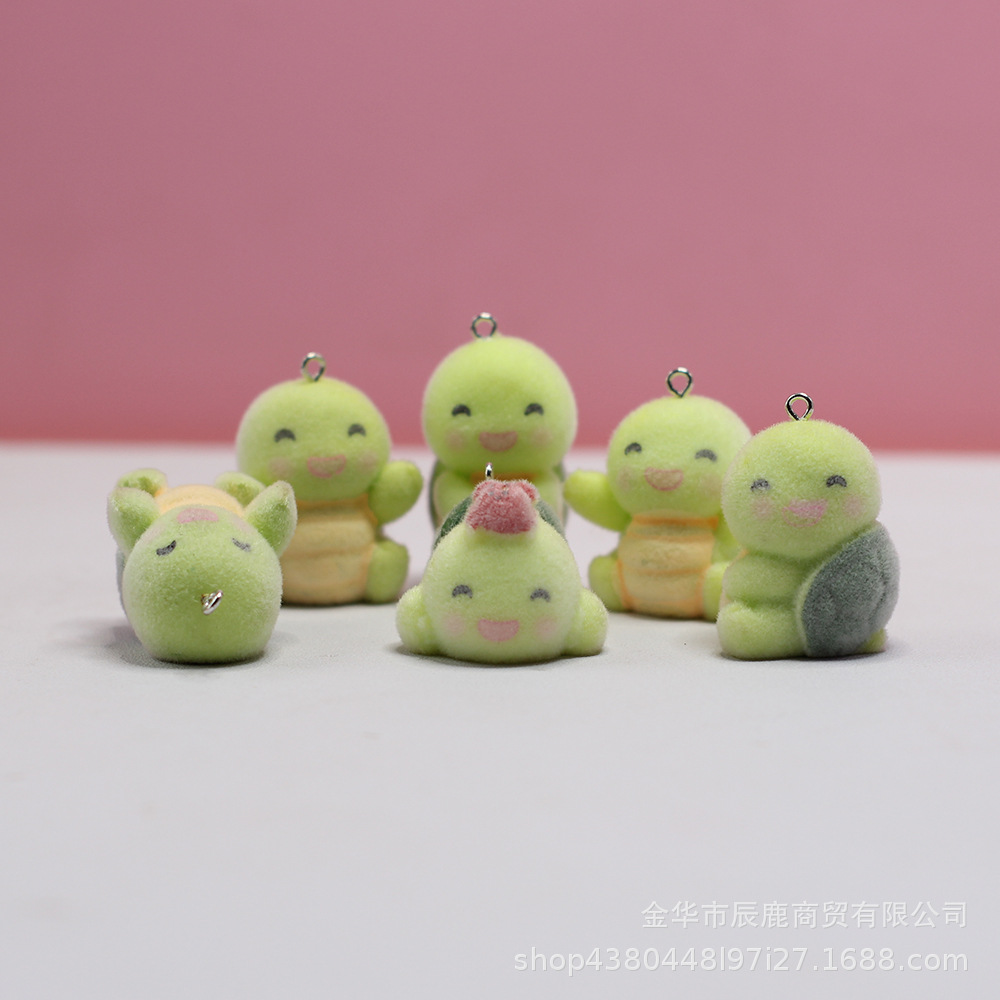 可爱乌龟树脂植绒挂件 DIY钥匙扣包包挂饰吊坠摆件饰品配件手机链