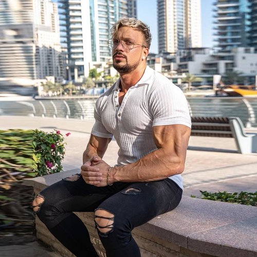 European and American cross-border foreign trade Wish Men's Summer Sports Fitness Casual Elastic Striped Short-Sleeve POLO Shirt Men's Trend