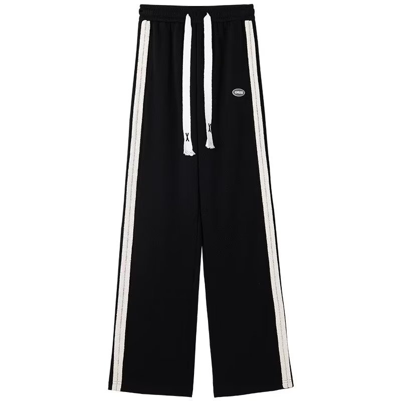 Pantalones casuales primavera y otoño 2023 nuevas mujeres sueltas pantalones casuales rectos diseño adelgazamiento pierna ancha Pantalones deportivos para mujeres image 7