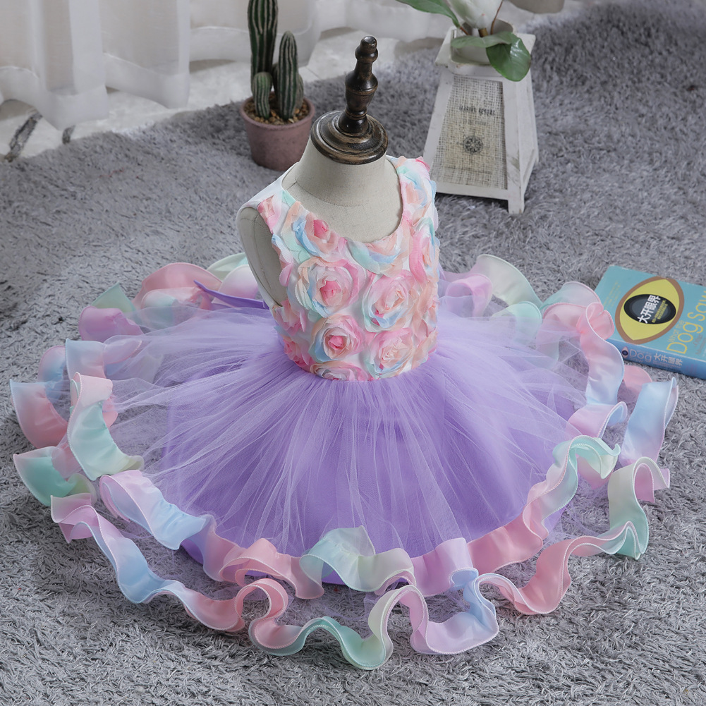 thumbnail image 1 of Vestido de niña, vestido de pastel colorido, vestido hinchado, vestido de niña, vestido de princesa, 1 of 6