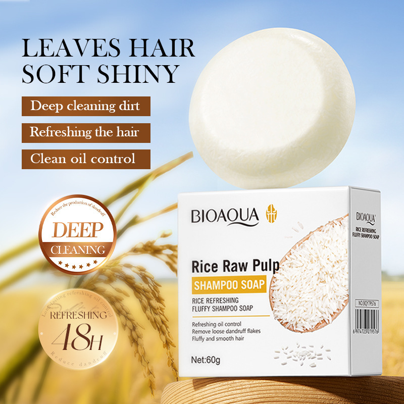 Fábrica de comercio exterior BIOAOUA pulpa de arroz crudo jabón de champú jabón de mano etiqueta de jabón procesamiento personalizado pequeño lote image 3