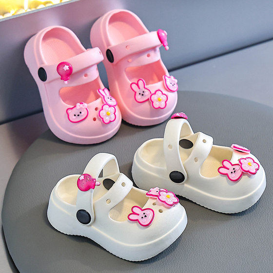 Girls' Sandals Summer New Fashion Princess Shoes EVA Non-slip Soft Sole Girl Flower Indoor and Outdoor Children's Sandals