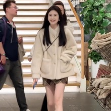 小香风立领仿水貂毛绒环保皮草女冬季2025新款高级感上衣毛毛外套