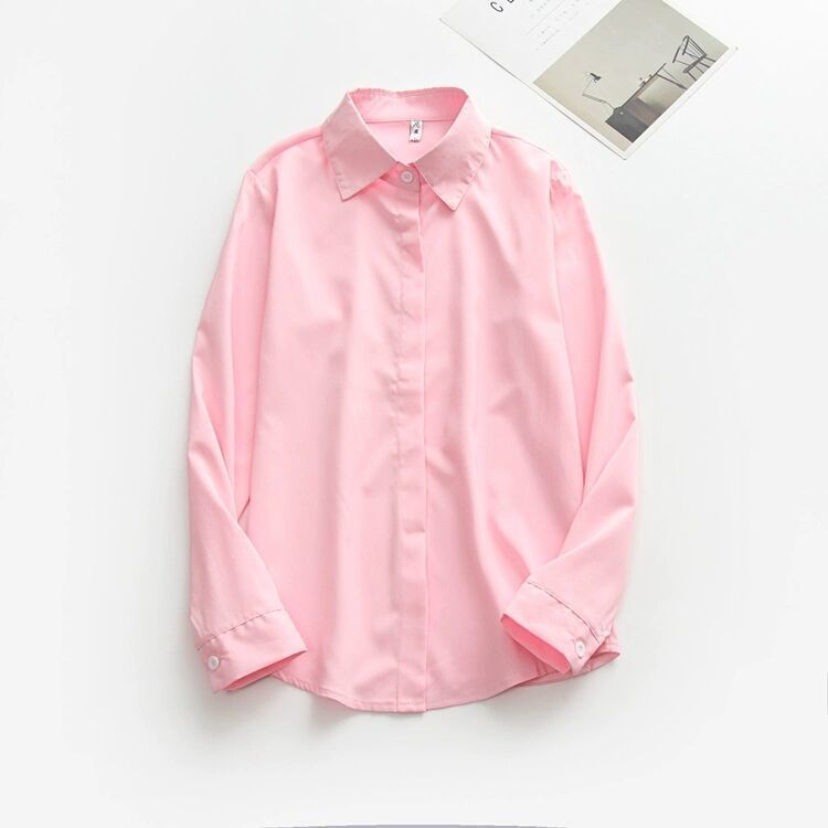 핑크 긴 소매 [얇은 숨겨진 버클]]