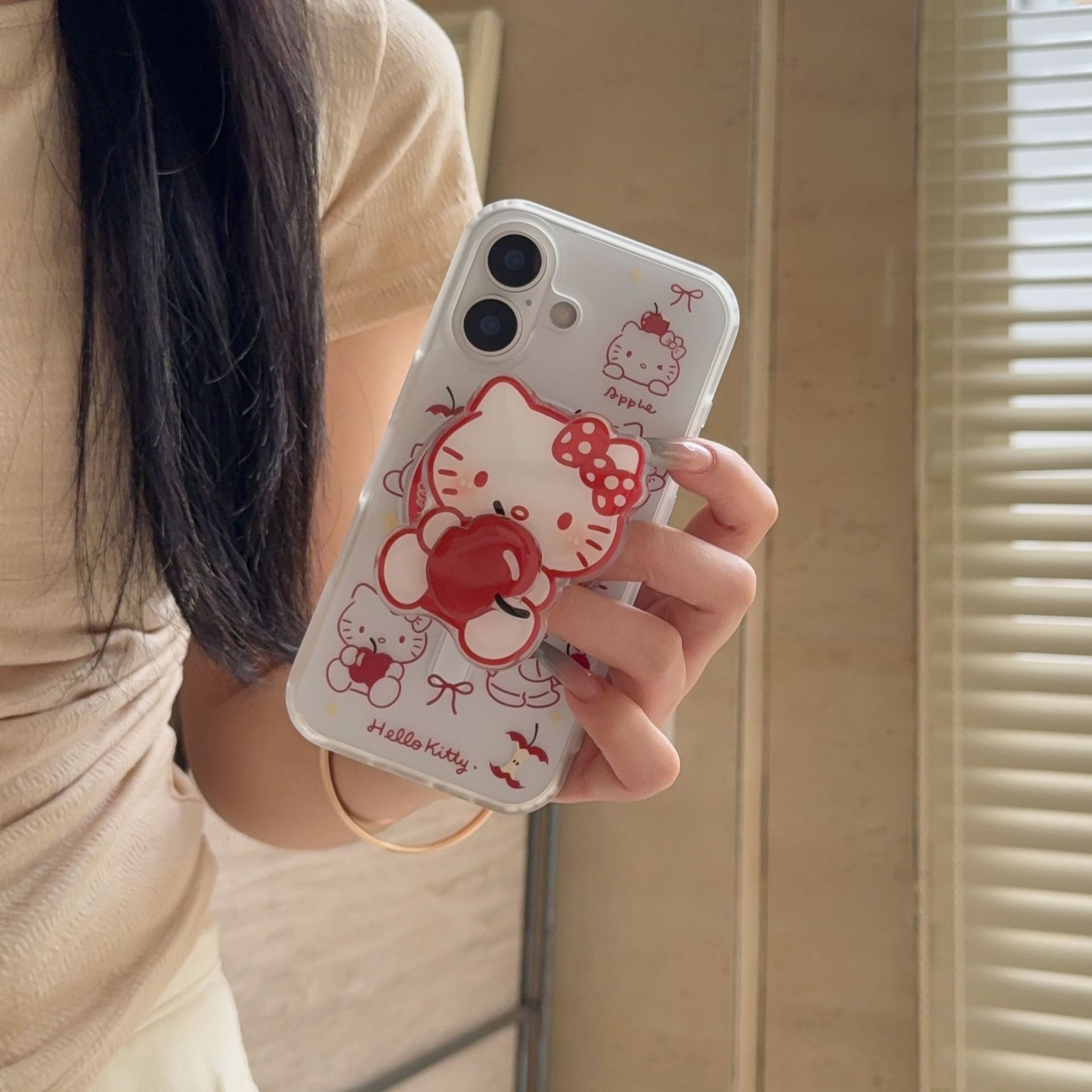 Línea de dibujos animados gato de manzana para iPhone16 funda para teléfono móvil 15PProMax atracción magnética 14/13KT16PM