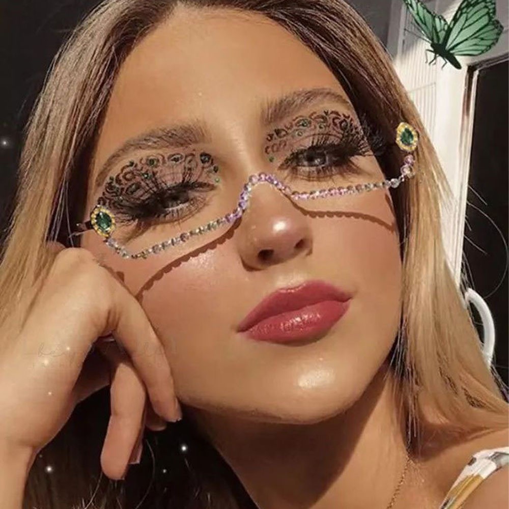 Cross-Border moda rhinestone gafas Marco europeo y americano simple color diamante gota de agua cara joyería femenina gafas marco